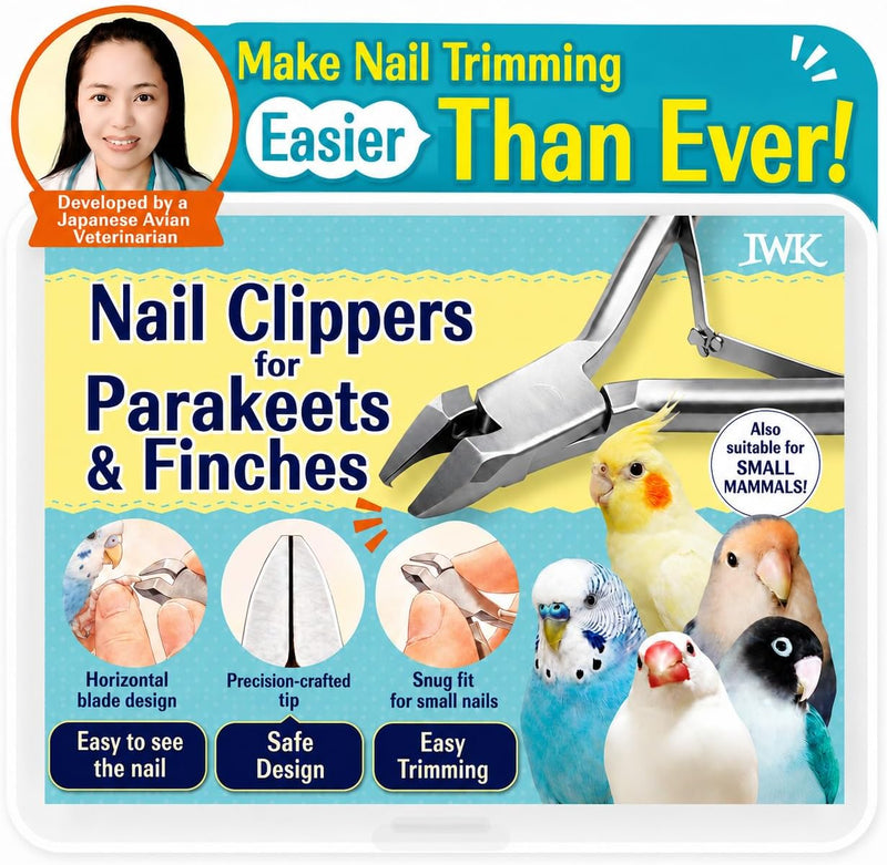 IWK Parrot and Finch Nail Clipper for Small Birds, Horizontal Blade Design, Safe Design, Compatible with Small Mammals,