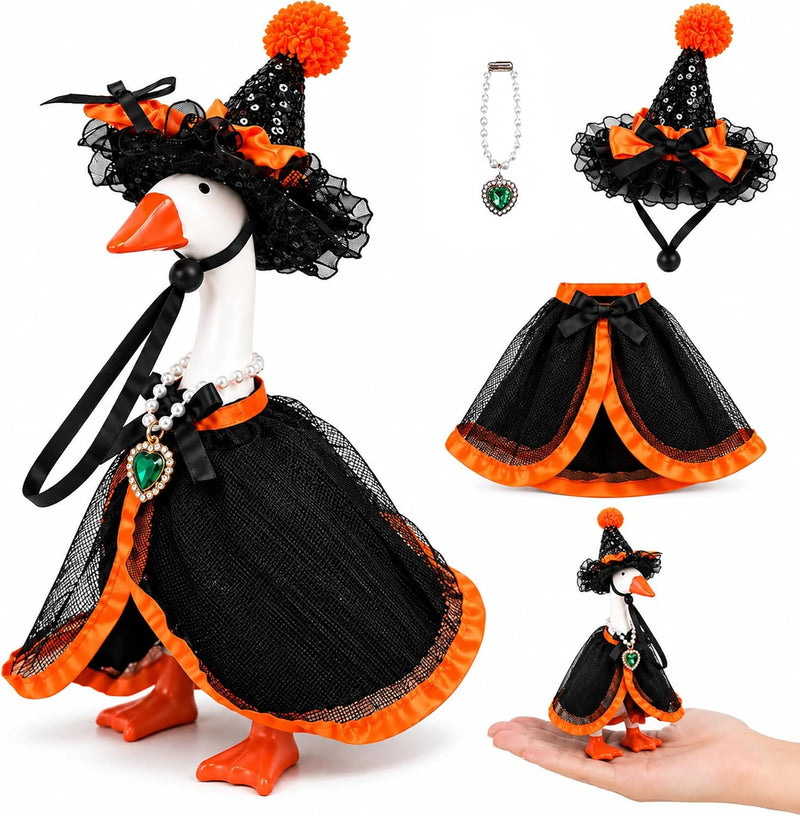 Halloween Desk Goose Outfit, 3-Piece Witch Clothes for 7 Inch Mini Goose