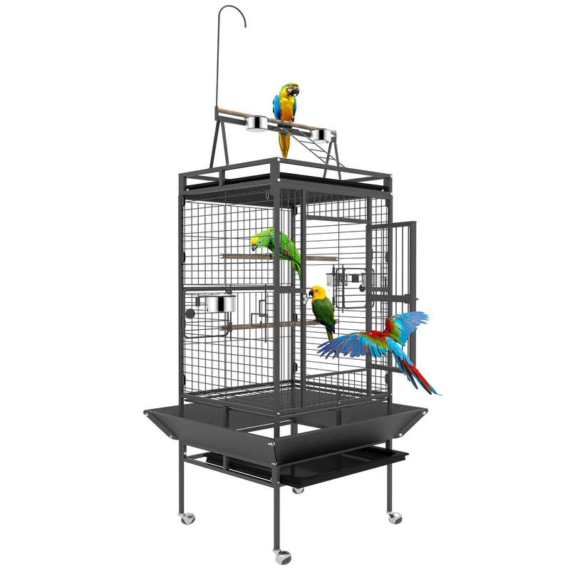 82 Inch Bird Cage, BOINN Bird Flight Cages with Rolling Stand & Bottom Tray, Wrought Iron Parrot Cage with PlayTop for Parakeet, Lovebirds, Ringneck, Cockatiels