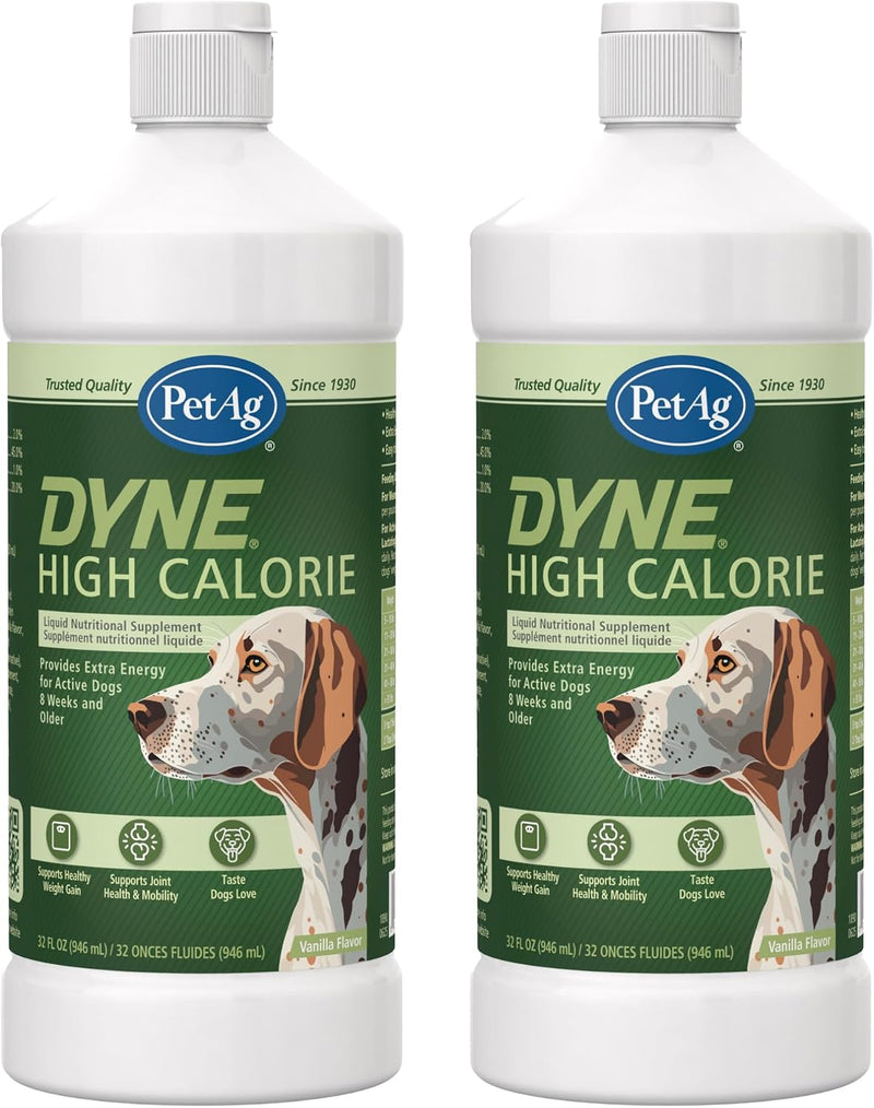 Pet-Ag Dyne High Calorie Liquid Nutritional Supplement for Dogs & Puppies 8 Weeks and Older - 32 oz, Pack of 2 - Support