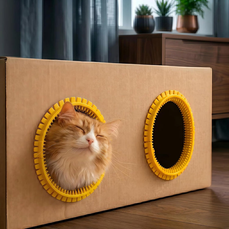Cat Self Groomer Arch for Cardboard Boxes(Yellow | Refill)