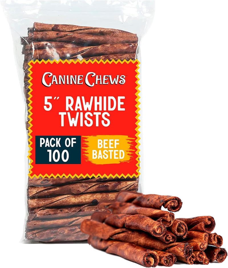 Canine Chews Small Rawhide Twists for Dogs - Pack of 100 5