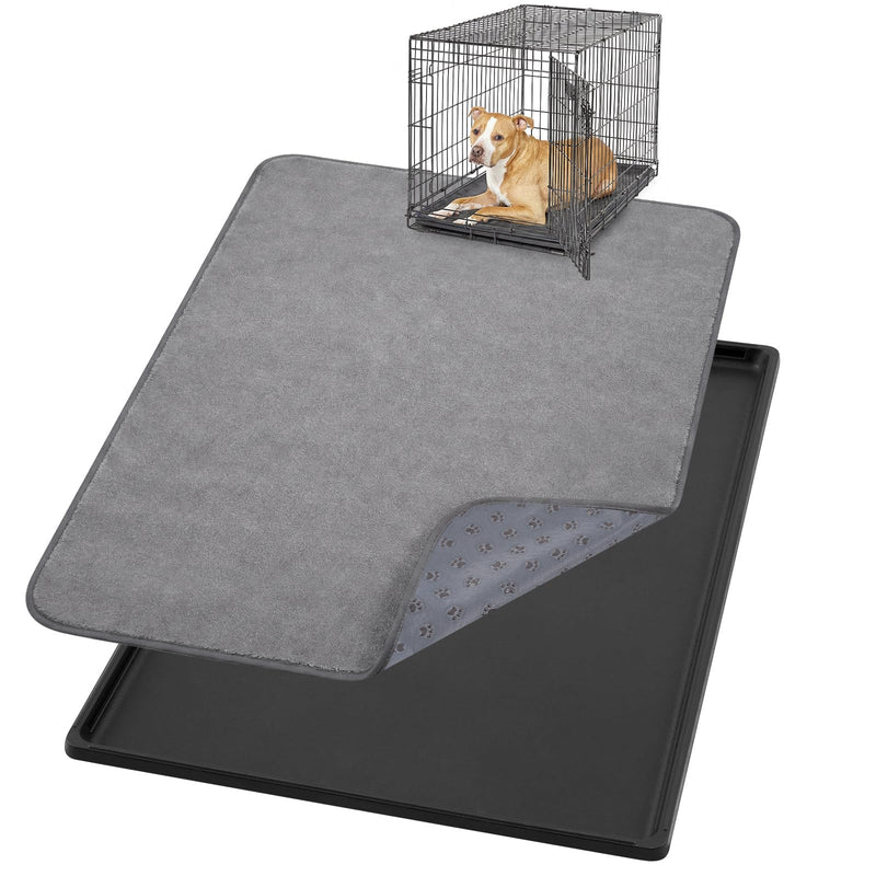 Weysat 1 Set Replacement Dog Crate Tray with Mat, 35.04