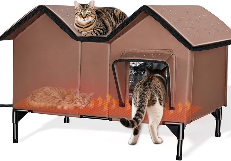 Outdoor Heated Cat House for Outside, Heated Outdoor Cat House Weatherproof