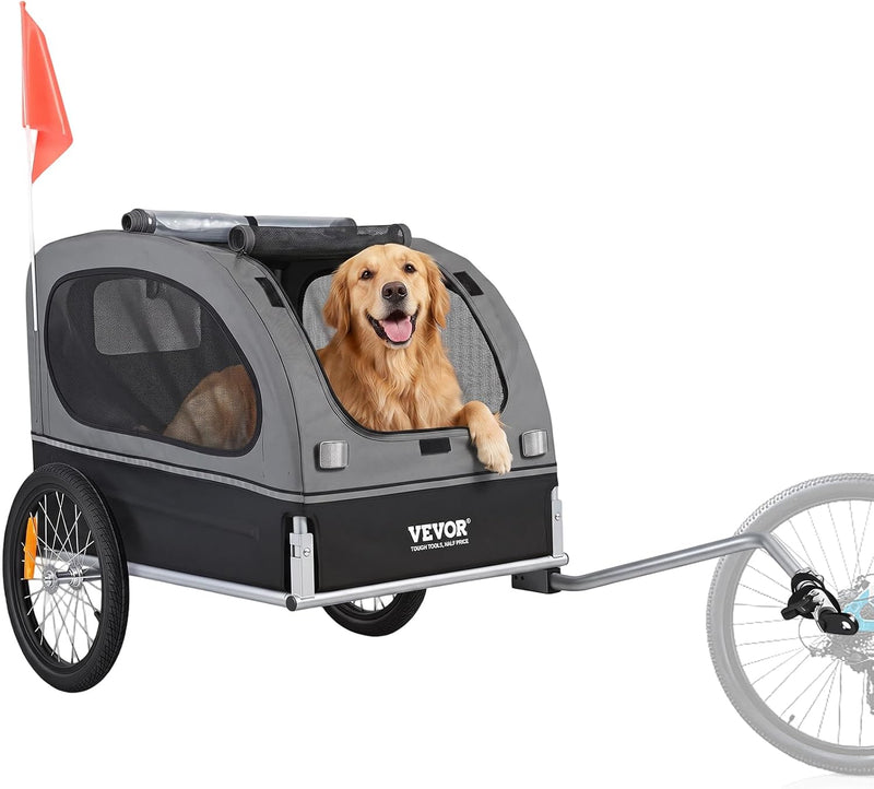 VEVOR Dog Bike Trailer, Supports up to 88 lbs, Pet Cart Bicycle Carrier, Easy Folding Frame with Quick Release Wheels, Universal Bicycle Coupler, Reflectors, Fl
