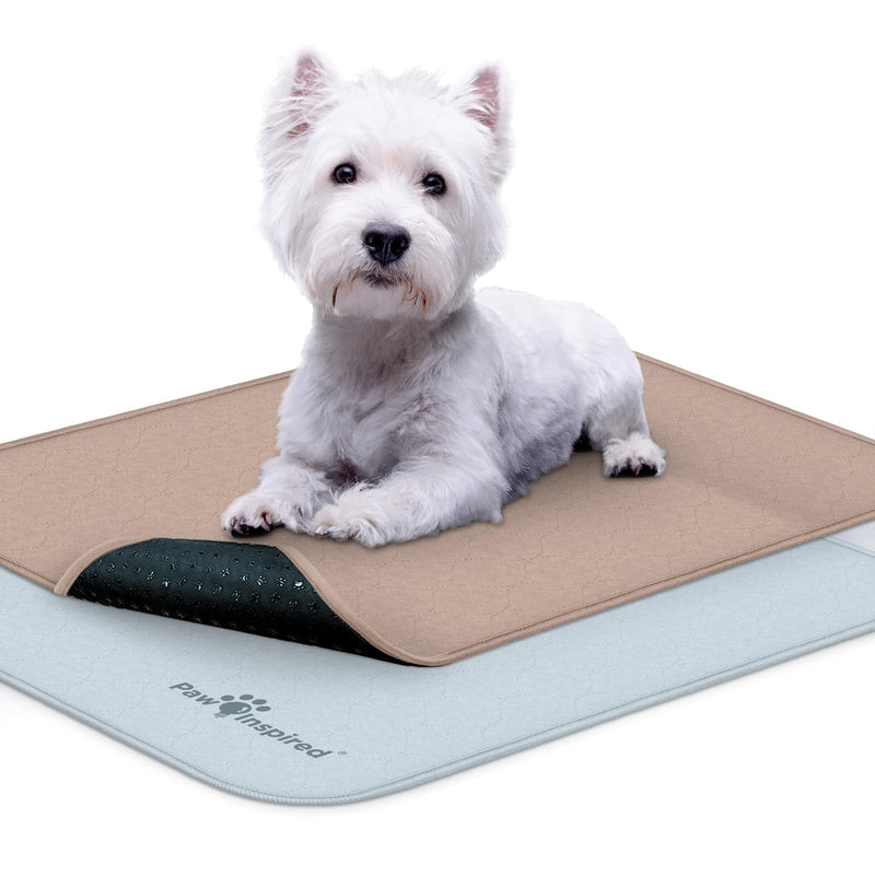 Paw Inspired Washable Crate Liners for Dogs (2 Pack), Leakproof, Non-Slip Pee Pads for 24 Inch Kennels, Reusable Puppy Pads for Potty Training, Whelping, Waterproof Mat (24x18 Inch, Pack of 2)