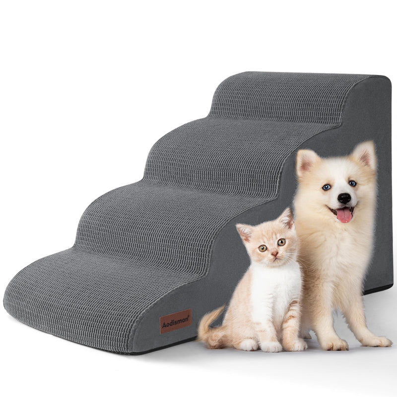 Aodisman Dog Steps for Bed, 4-Step Dog Stairs Ramp for Small Dogs and Cats, Indoor Non-Slip Pet Stairs Suitable for Older, Short-Legged, and Puppy Dogs to Climb onto High Beds and Couch, 17.4