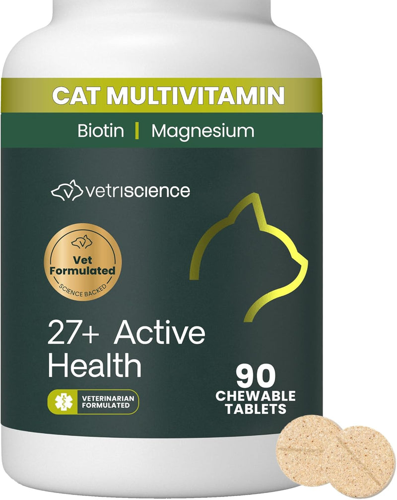 VetriScience 27+ Active Health Chewable Tablets for Cats, Fish