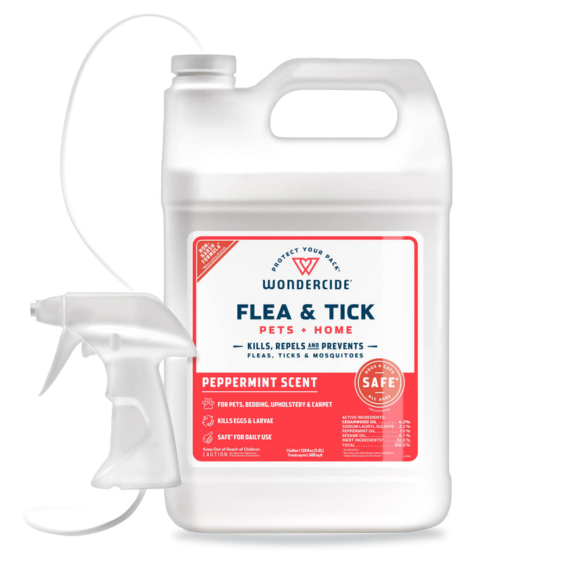 Wondercide - Flea, Tick & Mosquito Spray for Dogs, Cats, and Home - Flea and Tick Killer, Control, Prevention, Treatment - with Natural Essential Oils - Pet and Family Safe - Peppermint 128 oz