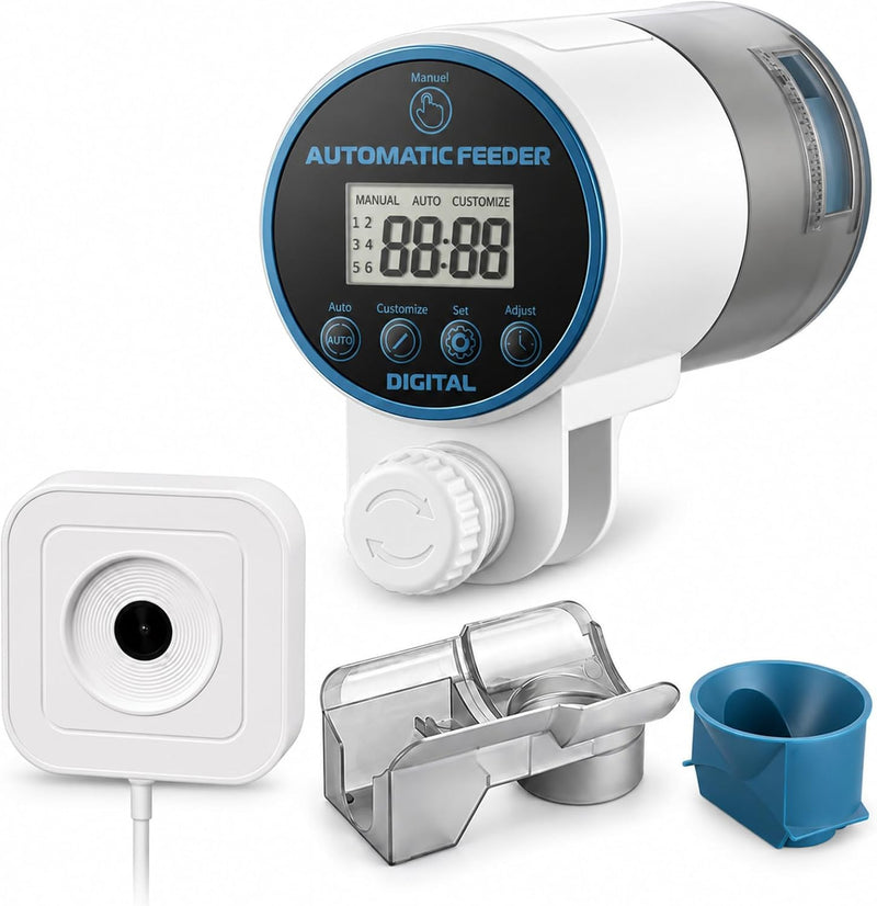Automatic Fish Feeder with 1080P Camera, WiFi APP Live View,Real-Time Viewing & Recording, Timer Programmable Food Dispe