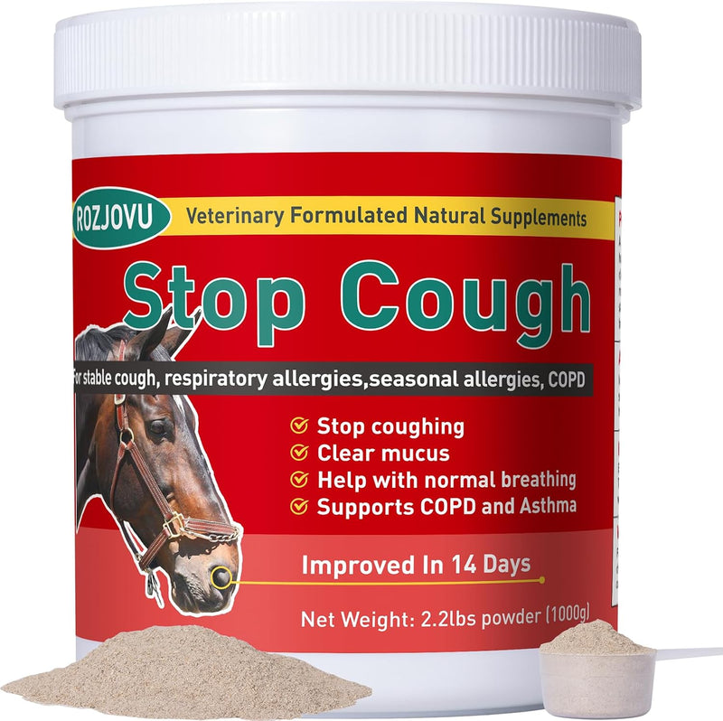 Stop Cough Horse Supplements Powder, Supports Horses with Stable Coughs, Respiratory Allergies, Free Seasonal Allergies,