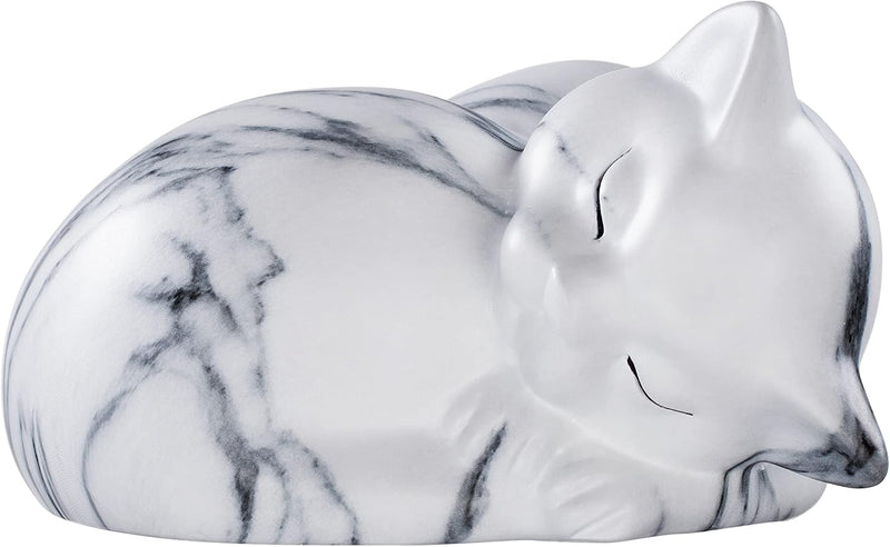 Pet Urns,Sleeping Resin Cremation Cat Urn, Cat Urns for Ashes, Small Animal Urn (White)…