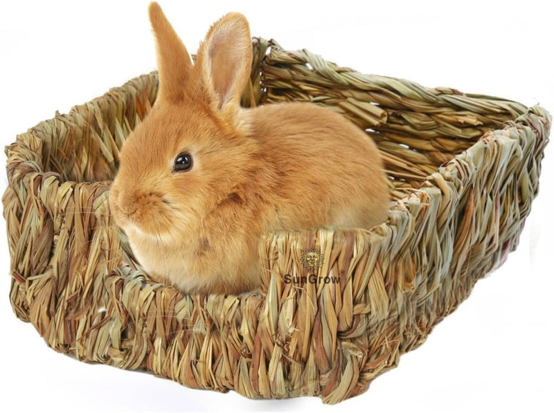 SunGrow Portable Grass Bed for Rabbits, Handmade and Washable Basket, Chew Toy, Easy to Dry, Sleeping, Chewing, Nesting