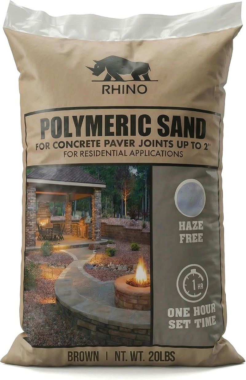 Rhino Power Bond Plus - Polymeric Sand for Pavers and Stone Joints up to a Maximum of 2 inches. (20 Pound, Brown)