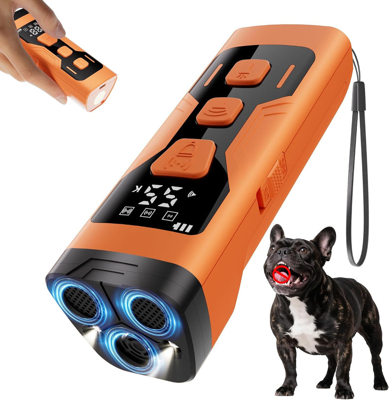 Anti Barking Device for Dogs, 3X Ultrasonic Dog Bark Deterrent Devices, 4 Frequencies 5 Training Modes 65ft Safer Altern