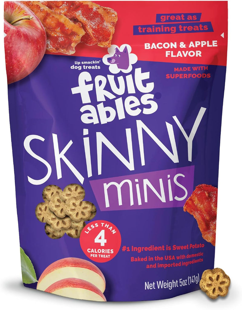 Fruitables Skinny Mini Dog Treats, Training Treats, Bacon & Apple, 5oz