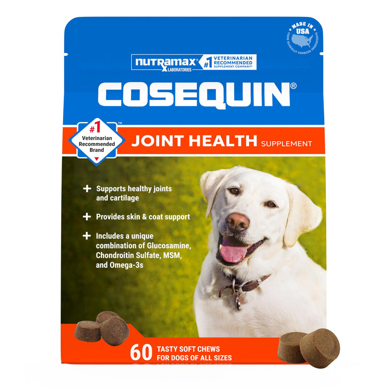Nutramax Cosequin for Dogs Joint Health Supplement, Contains Glucosamine for Dogs, Chondroitin, MSM and Omega-3s, Supports Joint and Skin and Coat Health, Soft Chews, 60 Count
