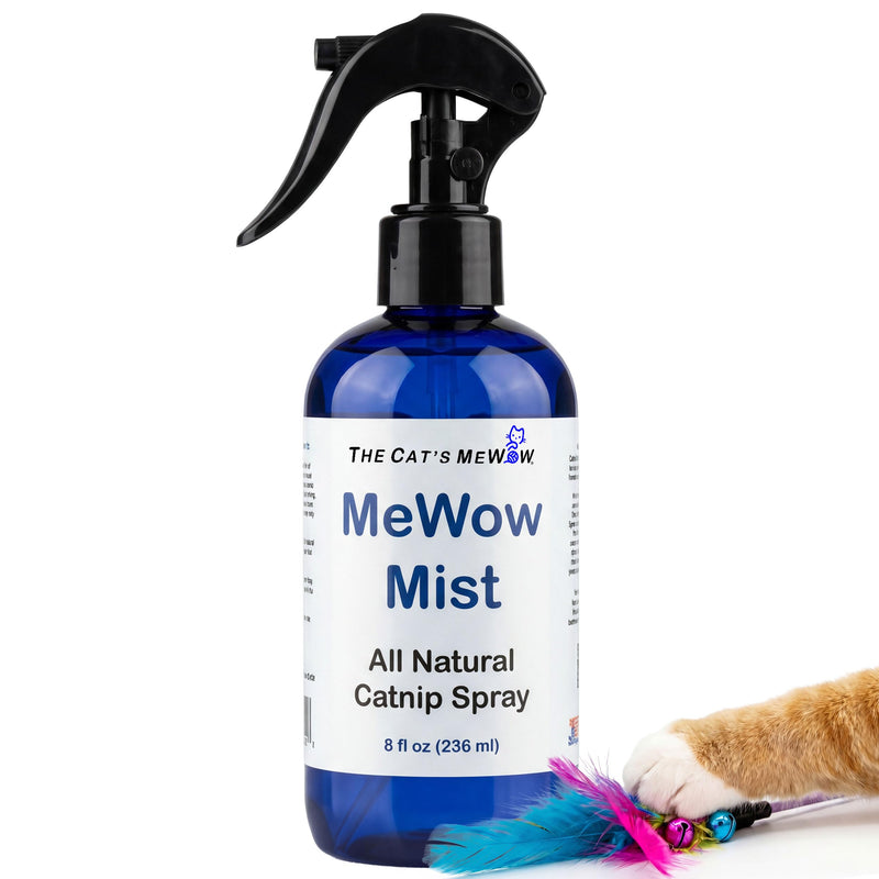 The Cat's MeWow - MeWow Mist - All Natural Extremely Potent Catnip Spray for Toys, Teasers, Kickers, Beds, Towers, Scratchers, and More. 8 fl oz Made in America