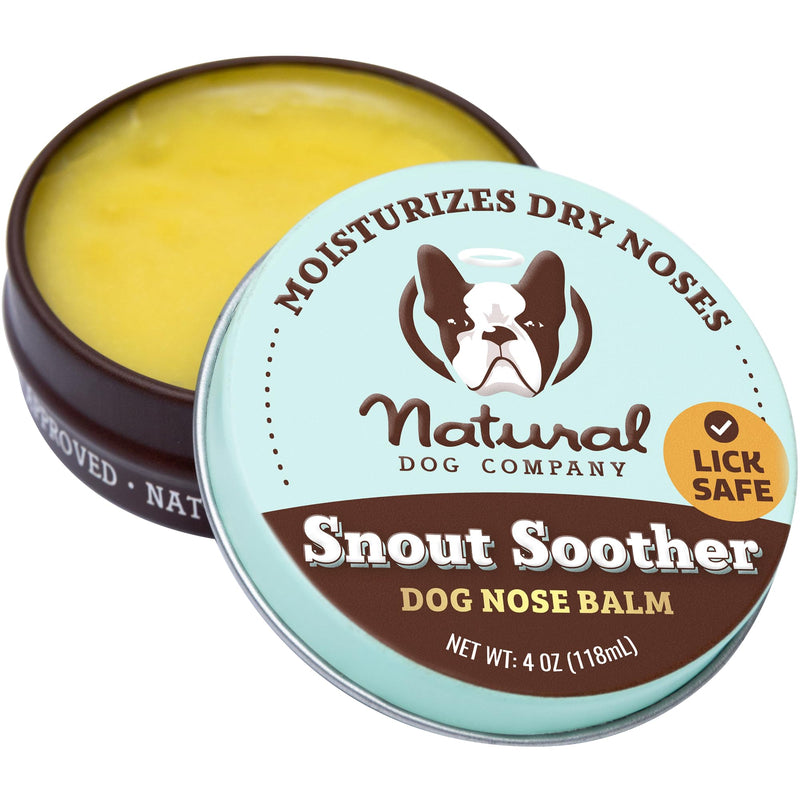 Natural Dog Company Snout Soother Dog Nose Balm – Moisturizing Care for Dry, Crusty, Cracked Noses with Coconut Oil & Shea Butter, Lick Safe Dog Snout Balm for All Breeds - 4 oz Tin