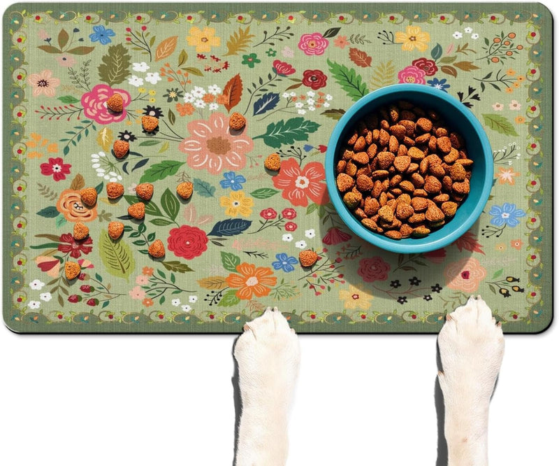 Absorbent Pet Dog Bowl Mat for Food and Water, Pet Cat Food Feeding Mat with Non Slip Rubber Backing, Dog Food Mats for