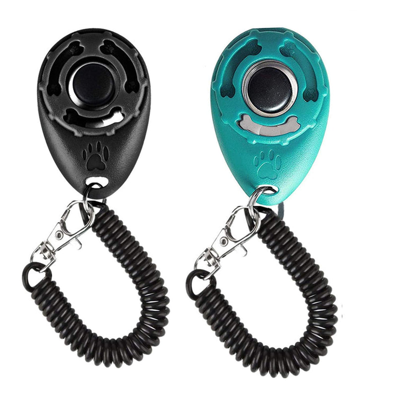 VOBRAMY Dog Training Clicker with Wrist Strap Durable Lightweight Easy to Use-2 Pack(Black+New Blue)