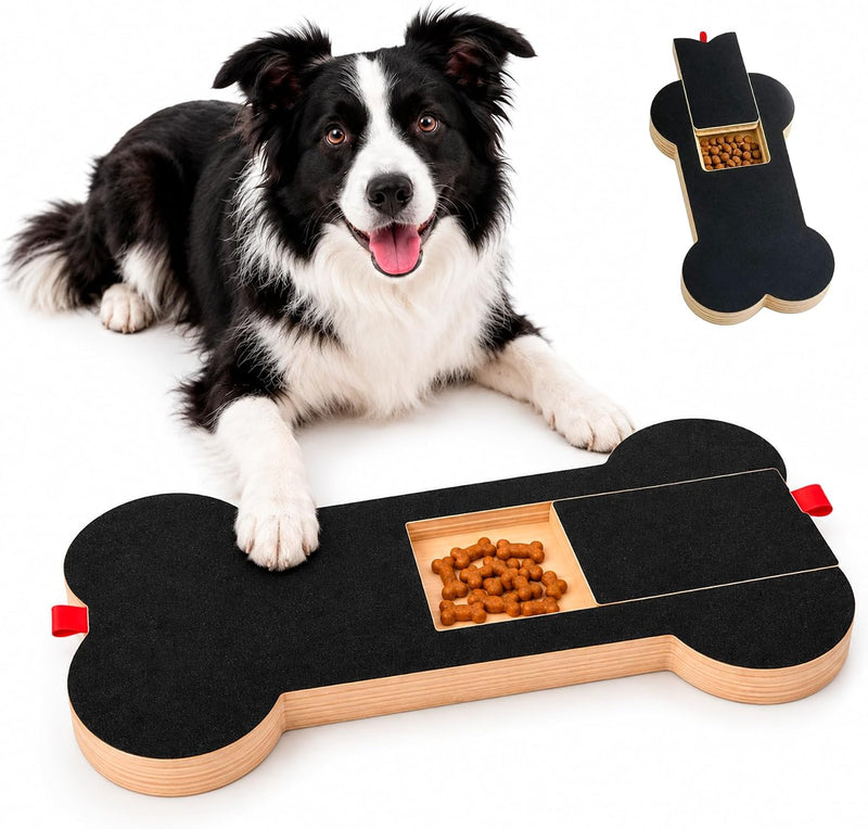 Dog Nail Scratch Board with Treat Drawer Wooden Grooming Tool for Dogs