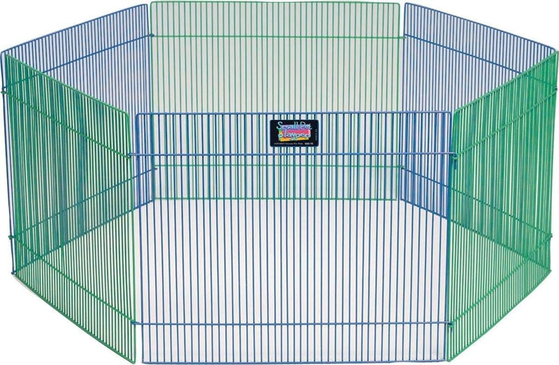 MidWest Homes for Pets Small Animal Pet Playpen/Exercise Pen, Blue and Green,1 Count (Pack of 1), Small Animal Playpen.