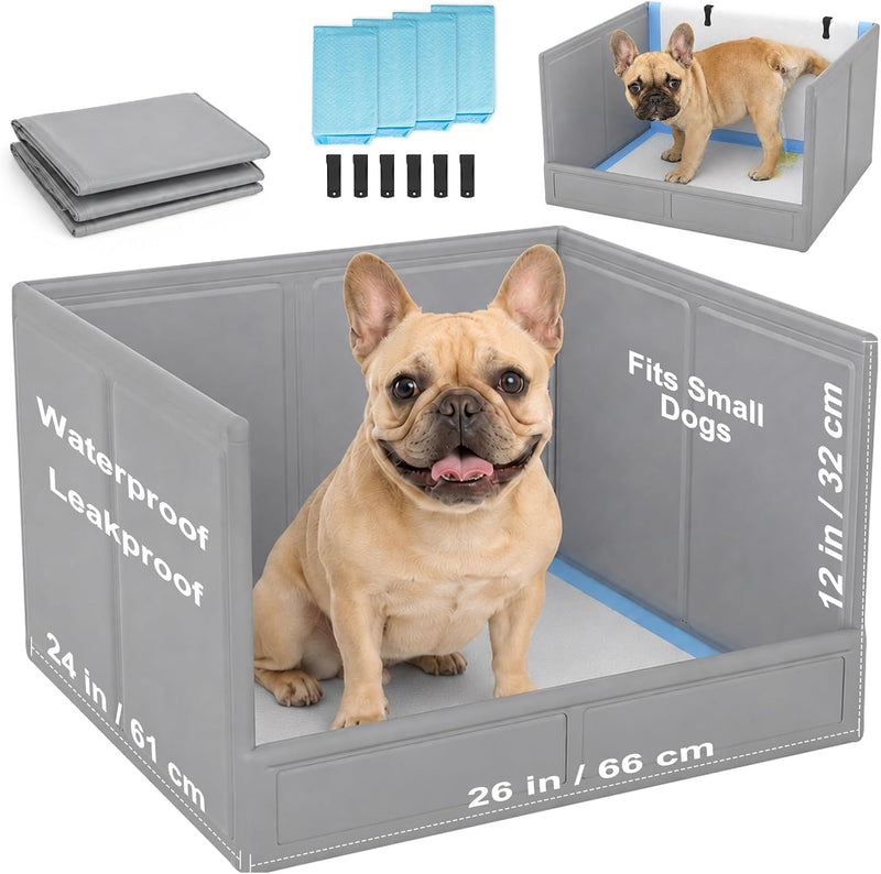 BoYata Dog Litter Box with High Walls, Foldable Dog Pee Pad Holder Indoor