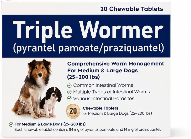 Dewormer for Dogs, Pyrantel Pamoate & Praziquantel, 20 Chewables