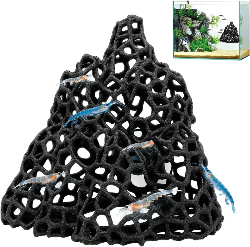 Cave with Suction Cup, Aquarium Betta Fish Hideout Habitat Decor, Stable Resting Hiding Place for Cherry Shrimp, Dwarf S