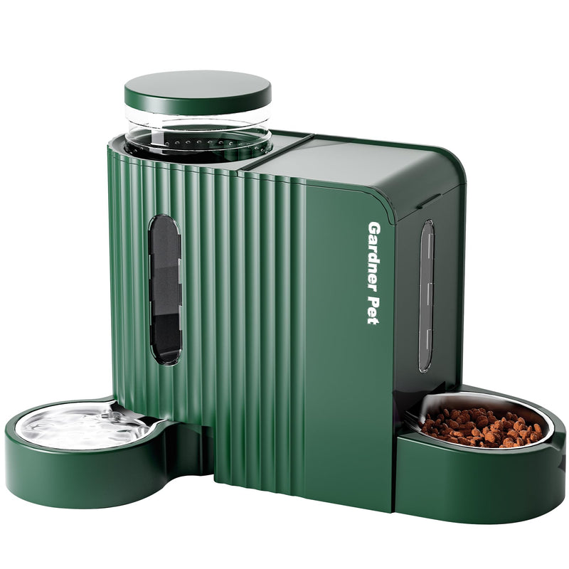 Gardner Pet Automatic Gravity Pet Feeder, 0.8 Gallons*2 Dog Feeder and Water Dispenser Set 100% BPA-Free, 2-in-1 Gravity Feeder with Stainless Steel Bowl for Dogs, Cats, Rabbits, Puppies (Green)