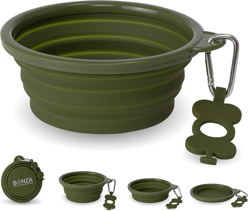 Bonza Collapsible Dog Bowl Large 33 oz, Silicone Travel Bowl