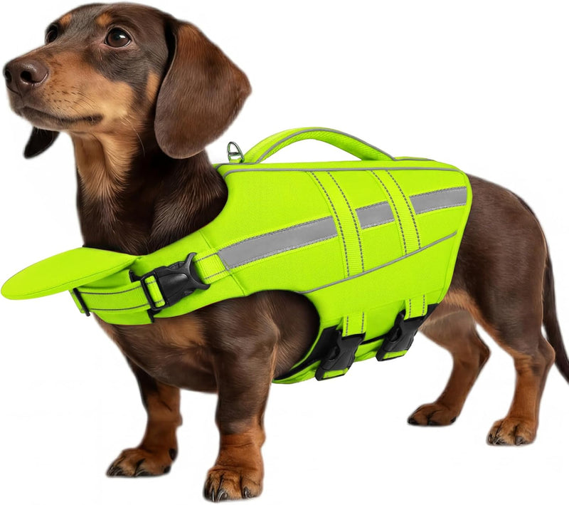 ASENKU Dog Life Jacket, High-Buoyancy Life Vest with Removable Front Float, Rescue Handle and Reflective Strips, Adjusta