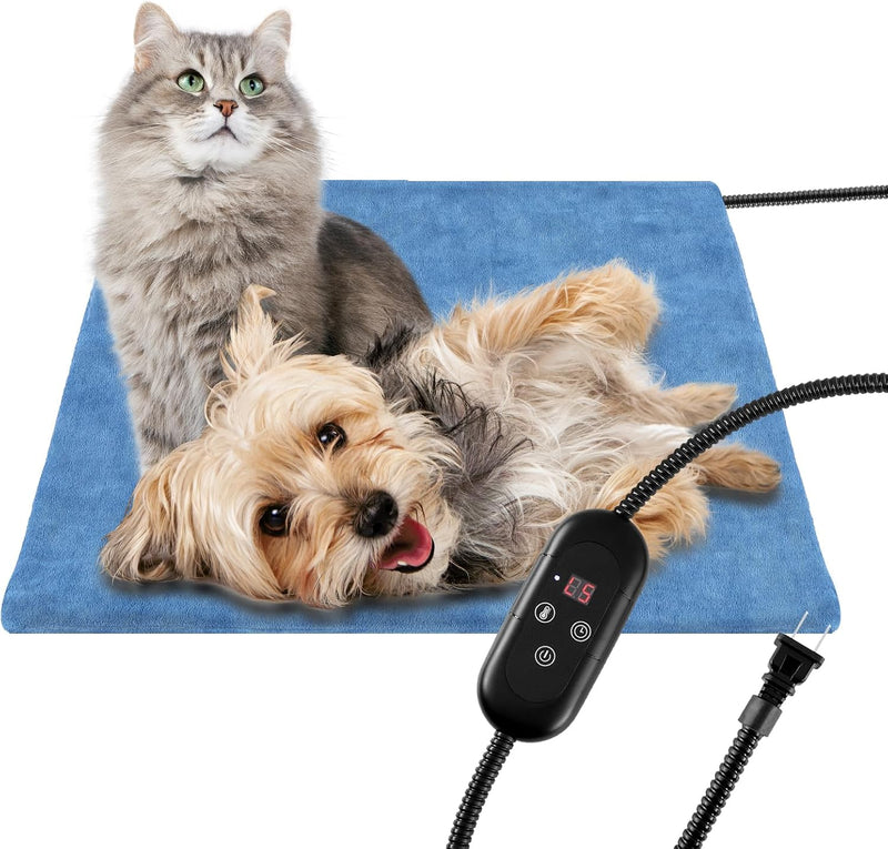 Pet Heating Pad for Cats Dogs Kitten, 17.7x17.7 Electric Heated Cat Mat Bed Warmer with Auto-Power Off,Chew Resistant,Te