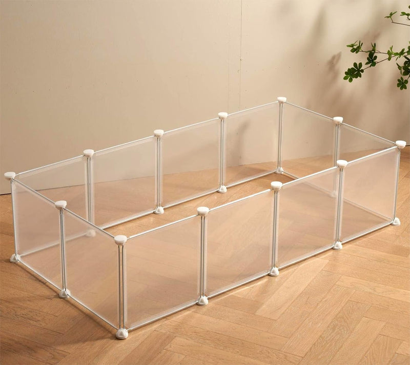 LURIVA Transparent Clear Small Animal Playpen, Guinea Pig Cages, Puppy Dog Playpen, Pet Playpen, Rabbit Bunny Indoor Fen