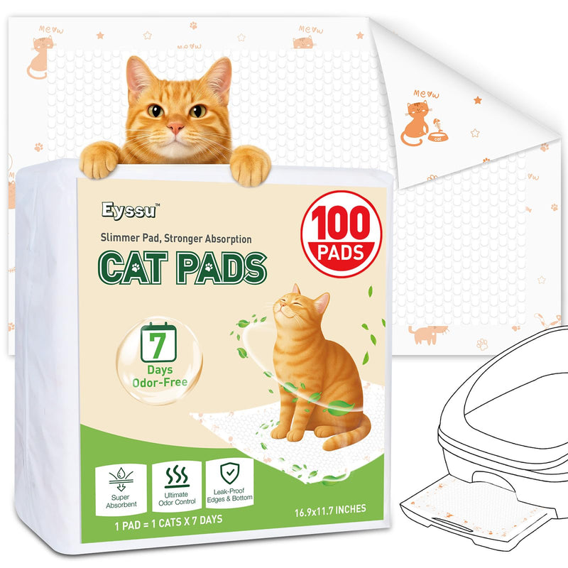 Eyssu Litter Pads Compatible with Breeze Litter Box System, 100ct Super Absorbent Pee Pads for Cats, Odor Control Cat Pads Refills 16.9 X 11.7 Inch, Unscented