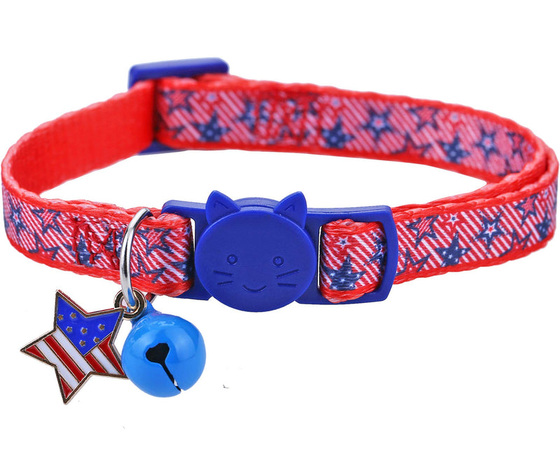 BoomBone Patriotic Cat Collar Breakaway with Bell and American Flag Charm,Puppy Collars for Small Dogs