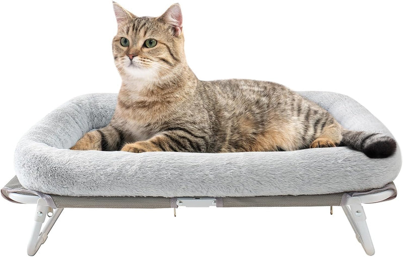 Sunhoo Elevated Cat Bed Foldable Raised Pet Hammock Self-Supporting Puppy Lounger with Off Floor Metal Frame Washable Co