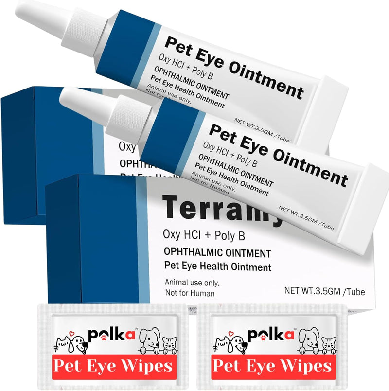 POLKA Terramypol Eye Ointment for Cats and Dogs, Horses, Birds, Sheep 3.5g/0.125oz - Pack of 2