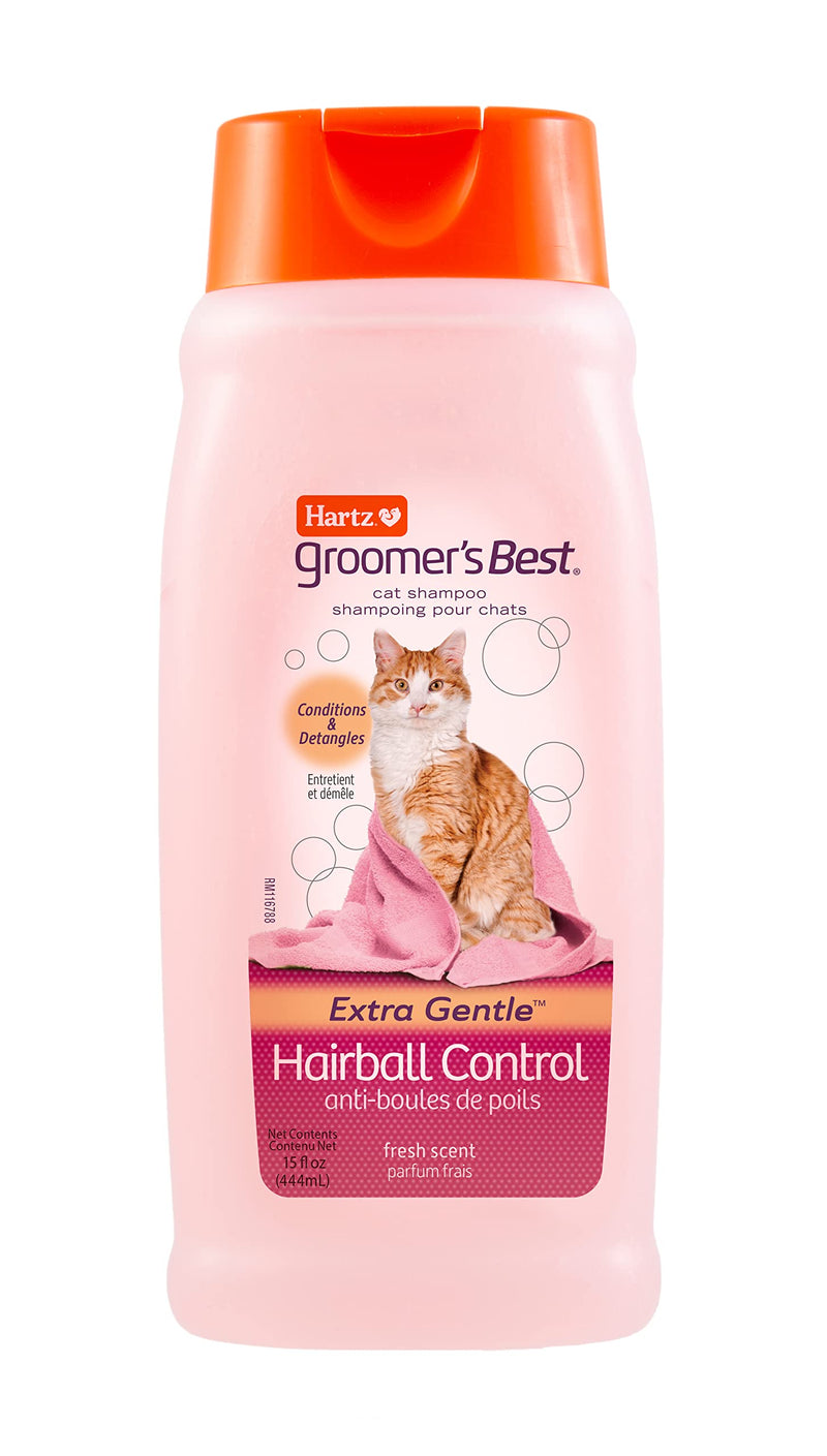 Hartz Groomer's Best Cat Shampoo, Extra Gentle Hairball Control, 15 Ounces