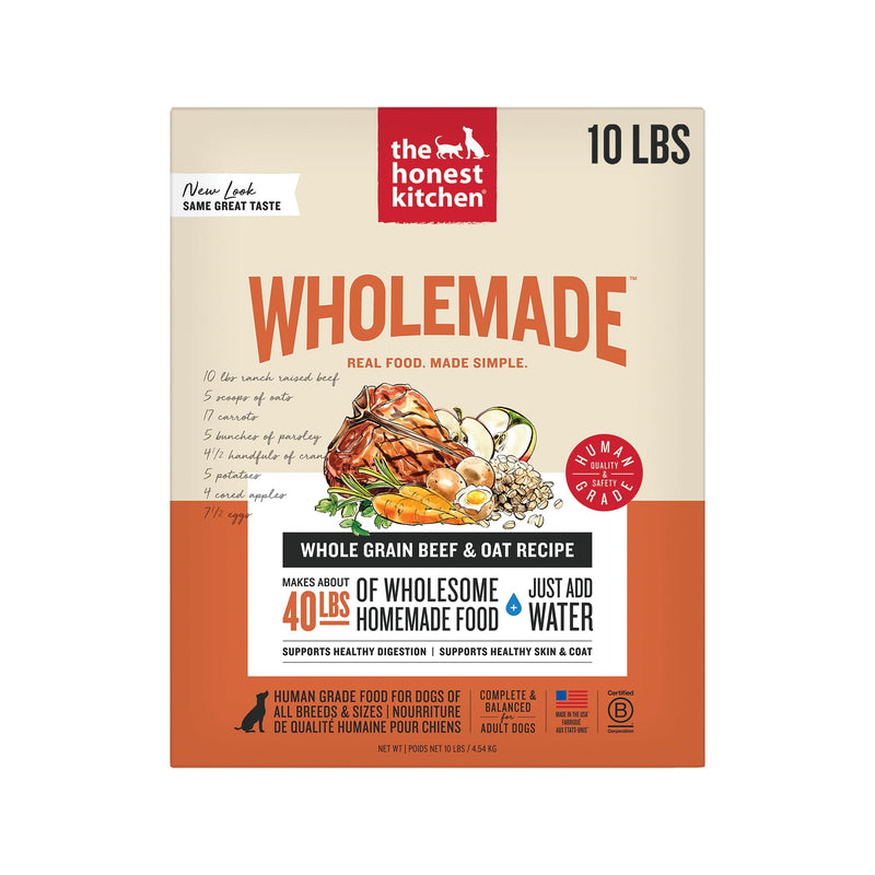 The Honest Kitchen Human Grade Wholemade™ Dehydrated Dog Food, Whole Grain Beef and Oat, 10 lb (makes 40lbs)