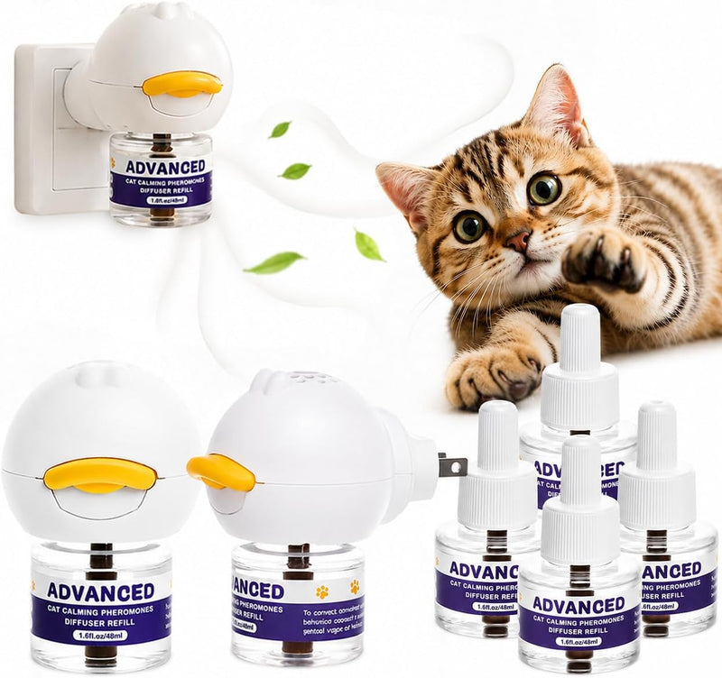 Cat Calming Diffuser with Advanced Pheromone Technology, 120 Days Plug in Diffuser for Multi Cat Home, Reduce Stress, Ur