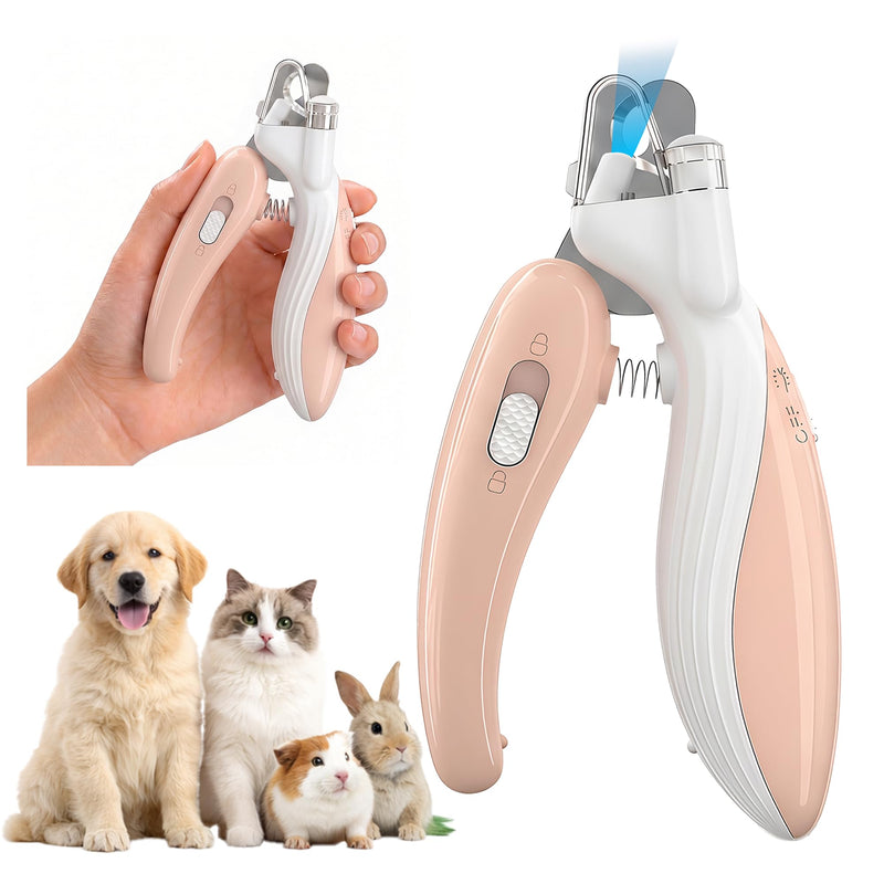SHAOMABA Cat & Dog Nail Clippers with LED Light, Illuminates Nail Bloodline to Prevent Overcutting, Pet Nail Trimmer with Safety Guard & Built-in Nail Catcher for Dog Cat Rabbit Small Animals(Pink)
