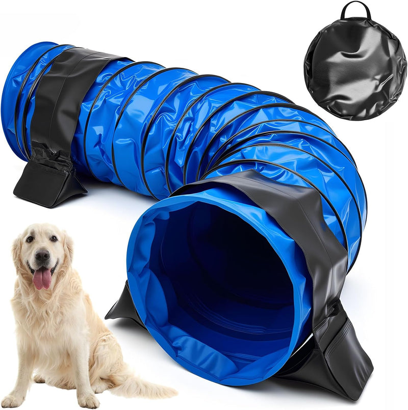 24 in 10 Foot Extra Large PVC Dog Agility Tunnel with Sandbags