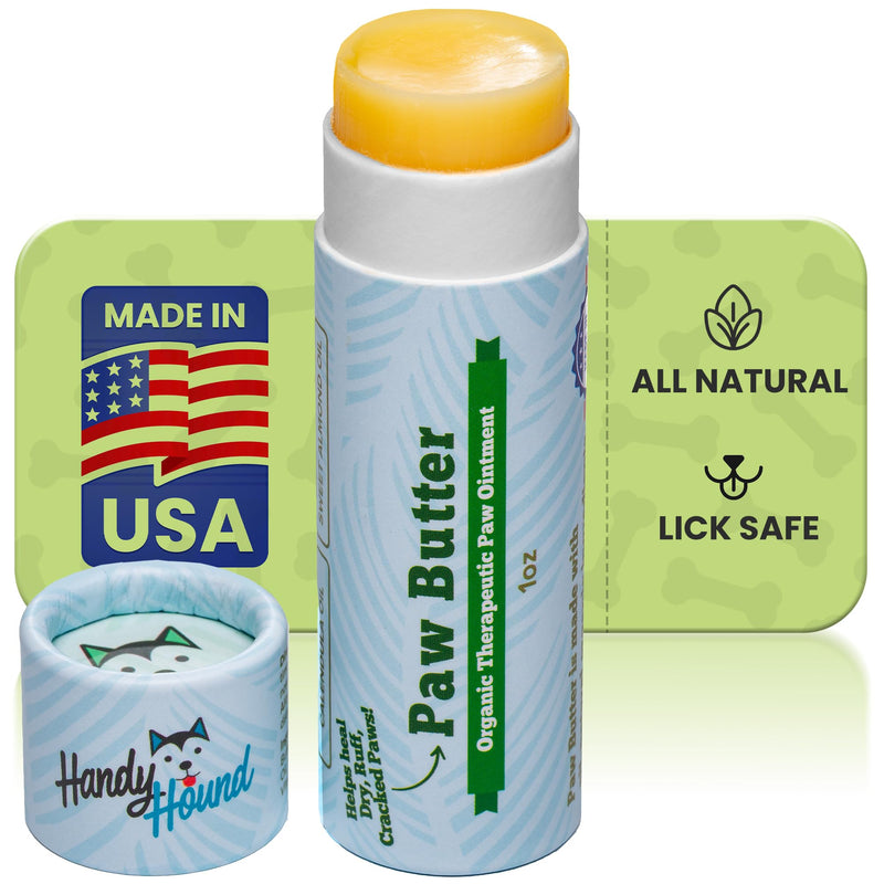 Handy Hound Dog Paw Balm - Paw Butter – Ultimate Dog Paw Protector & Dry Skin Treatment - Nourishing Paw, Nose & Dry Skin Soother - Lick-Safe Paw Balm Dogs Trust - Made in The USA (1 oz)