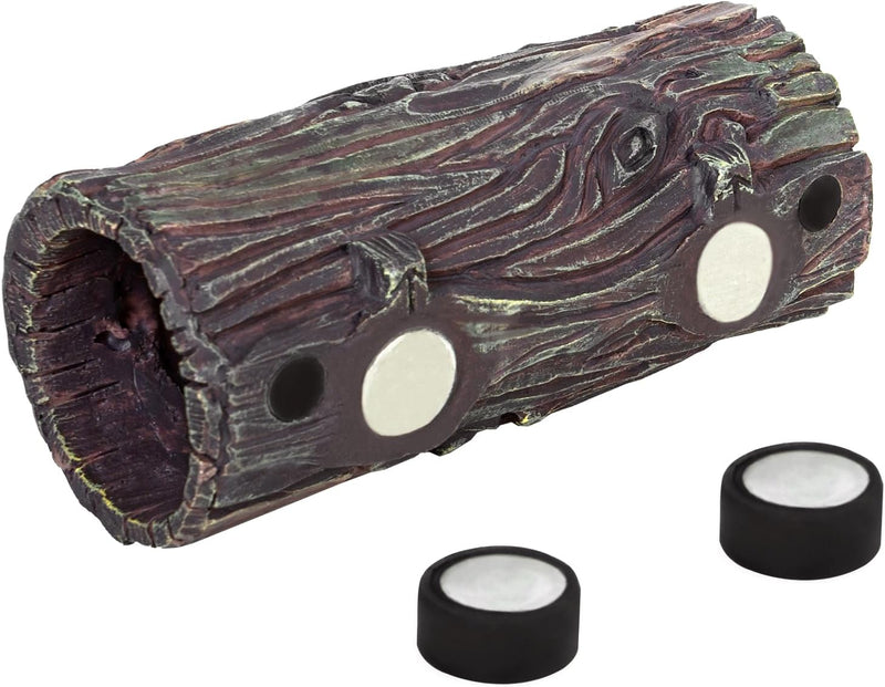 REPTIZOO Magnetic Reptile Hide Cave Resin Hollow Tree Trunk Hideout, Gecko Hide with Strong Magnetic Climbing Toy Reptil
