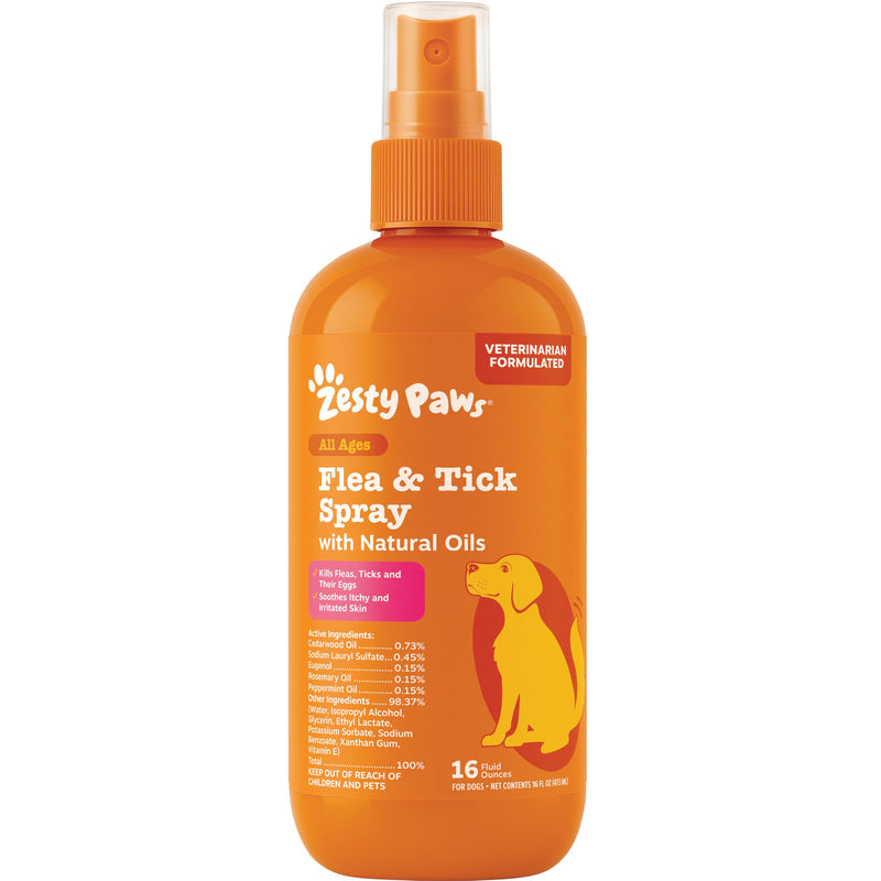 Zesty Paws Flea and Tick Spray for Dogs - Kill Fleas, Ticks & Their Eggs - Veterinarian Formulated - Soothes Itchy & Irritated Dog Skin - Cedarwood Oil, Rosemary Oil & Peppermint Oil