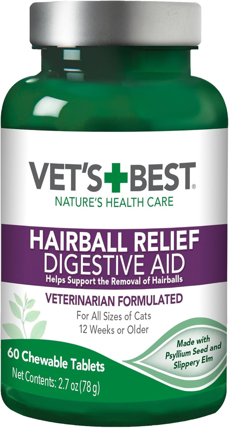 Vet's Best Cat Hairball Relief Chewable Tablets, Relief for Cats, 60 Count