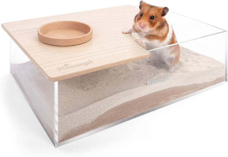Niteangel Animal Sand-Bath Box: - Acrylic Critter's Sand Bath Shower Room & Digging Sand Container for Hamsters Mice Lem