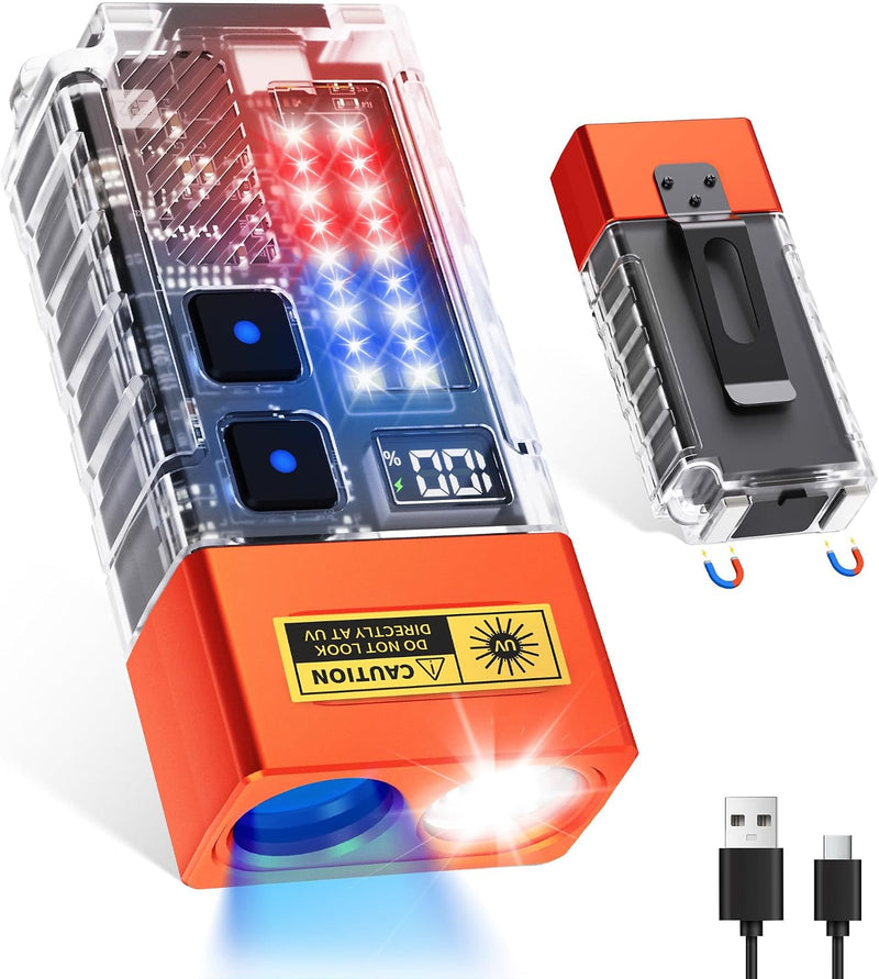 DARKBEAM 365nm UV Flashlight USB-C Black Light with Filter and LCD Display